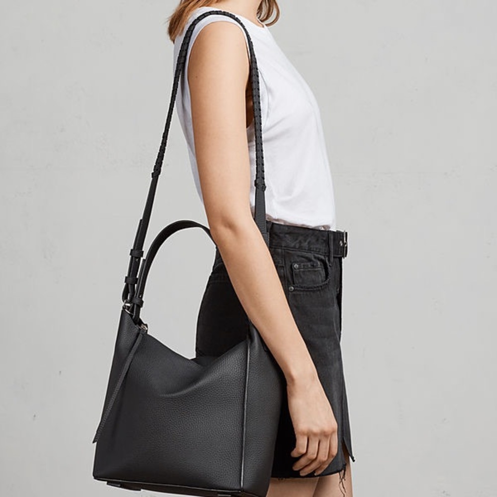 All Saints kits crossbody bag purse black leather - Picture 4 of 8